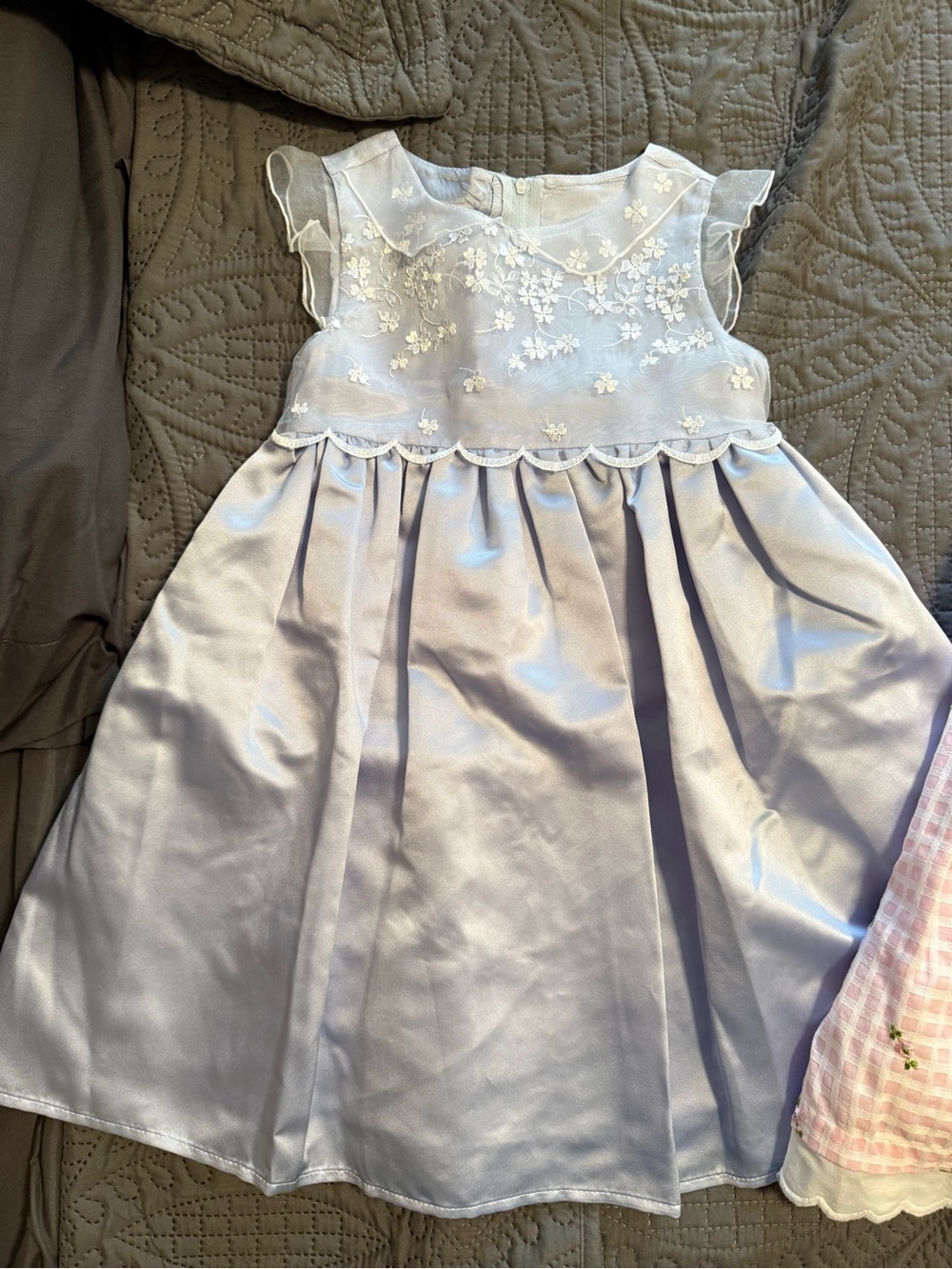 Light Lavender Floral Embroidered Girls' Party Dress